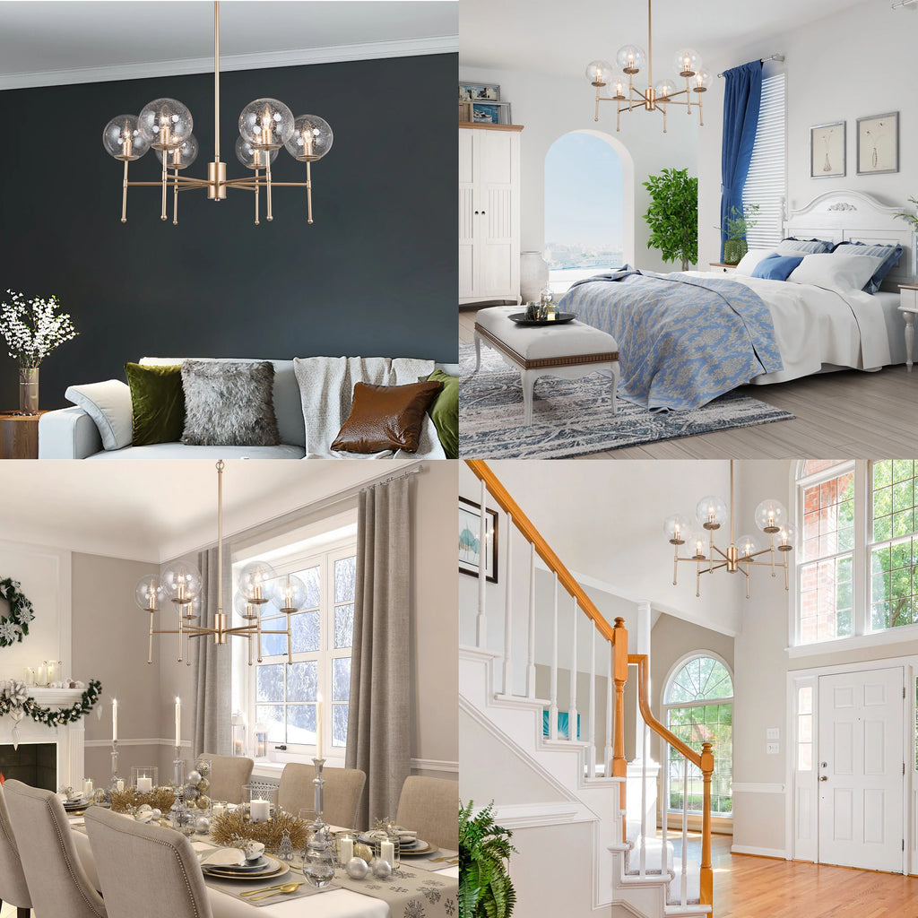 Mid-century Modern 6-light Seeded Glass Chandelier G550973
