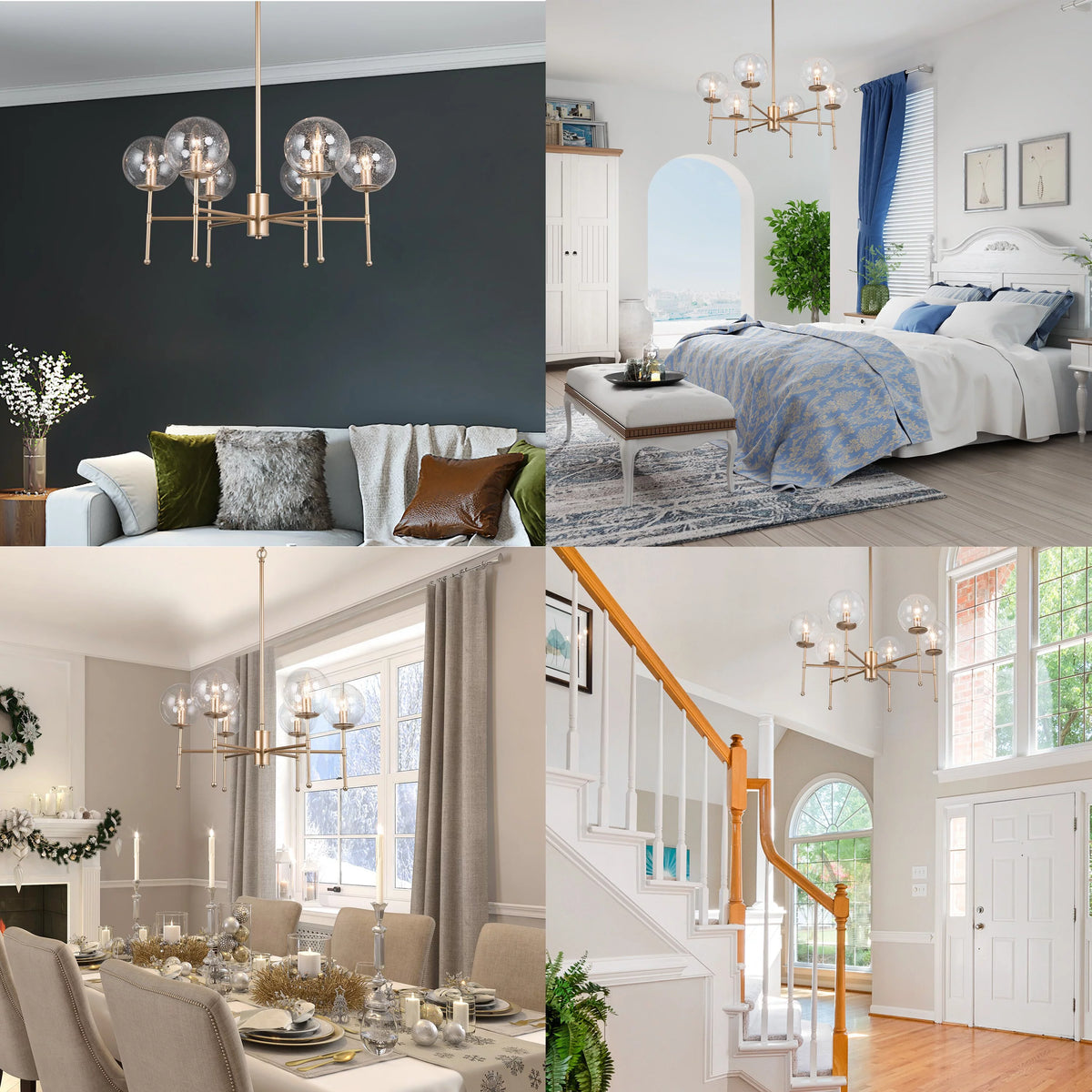 Mid-century Modern 6-light Seeded Glass Chandelier G550973