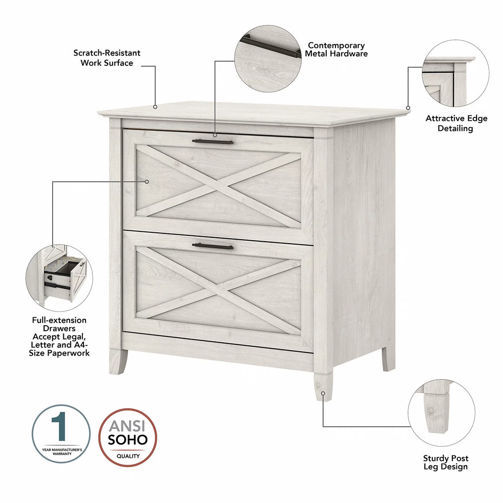 2 Drawer Linen White Oak Lateral File Cabinet B924