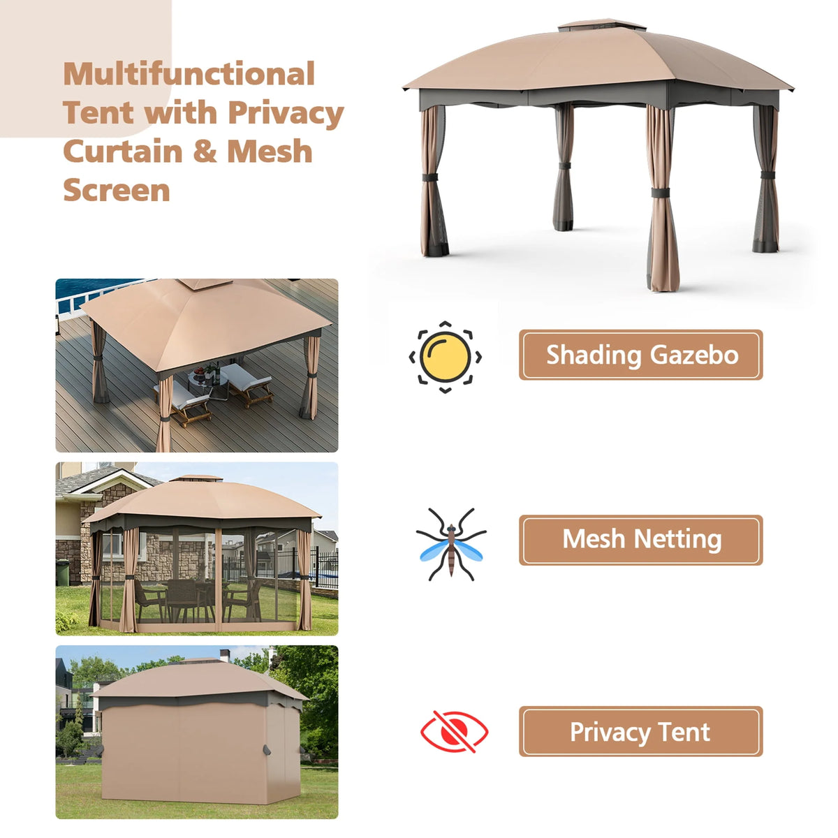 12' x 10' Heavy Duty Steel Gazebo F601092