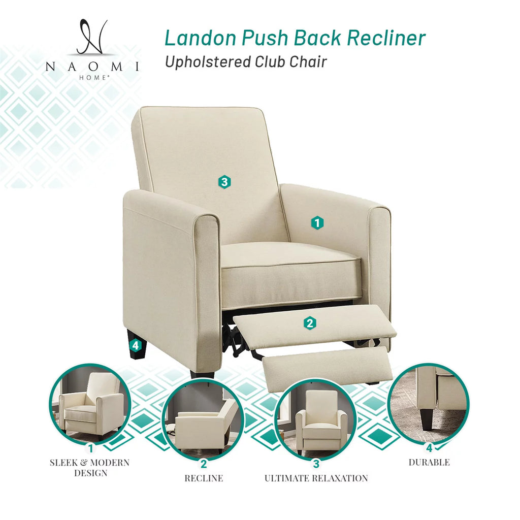 Set of 2 Cream Linen Upholstered Recliner P407046
