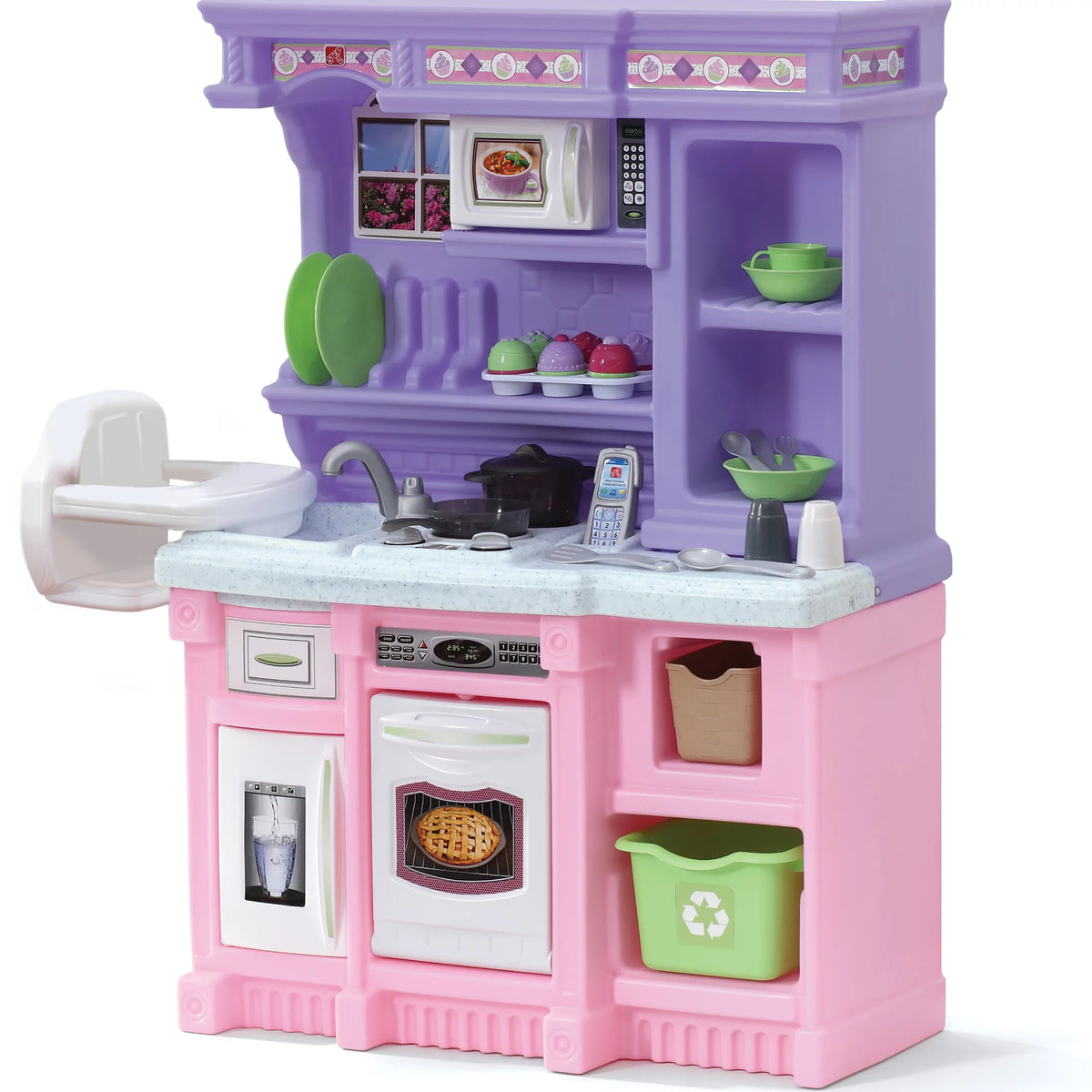 Pink Toddler Plastic Kitchen Playset with 30 Piece Play Set A119695