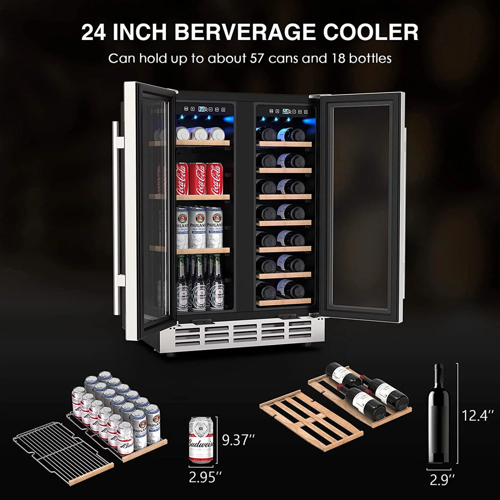 24 inch Dual Zone Wine Cooler Beverage Refrigerator J13424