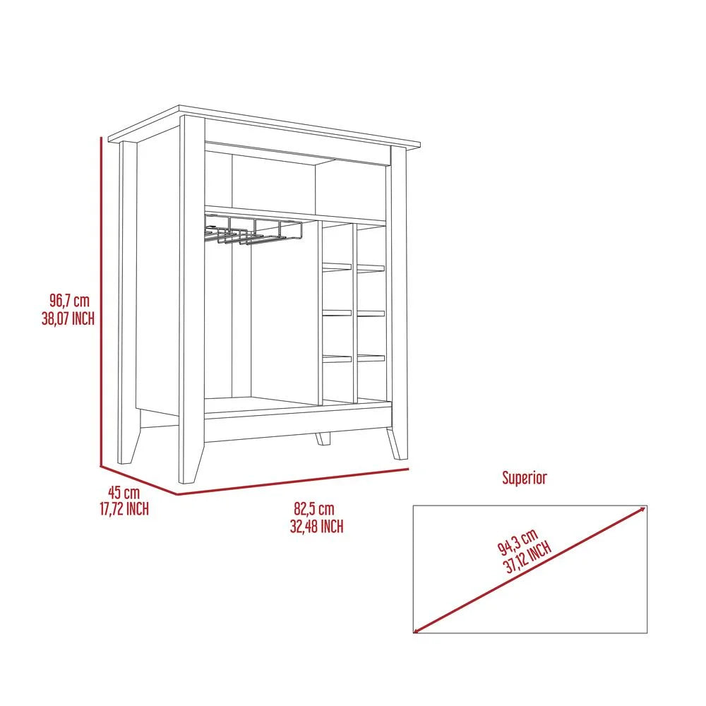 Engineered Wood Bar Cabinet with 2 Open Shelves in Espresso N44549