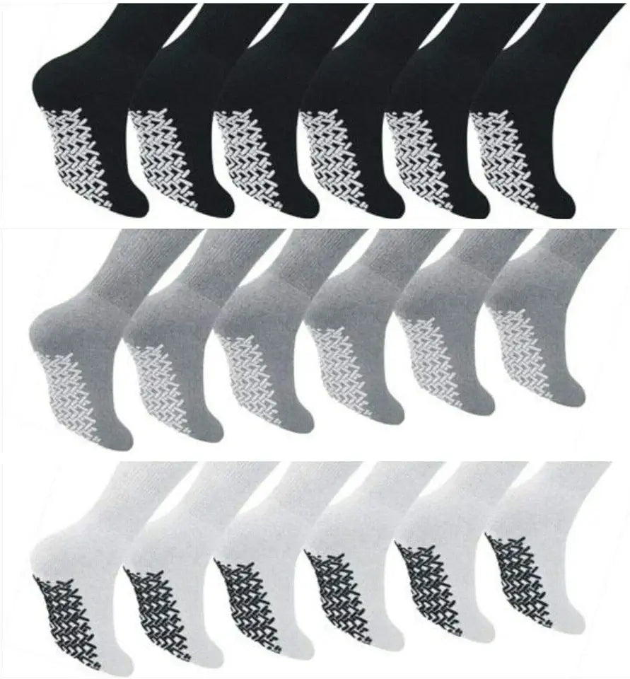 Anti Skid Non Slip Non Binding Crew Socks with Grips N227642