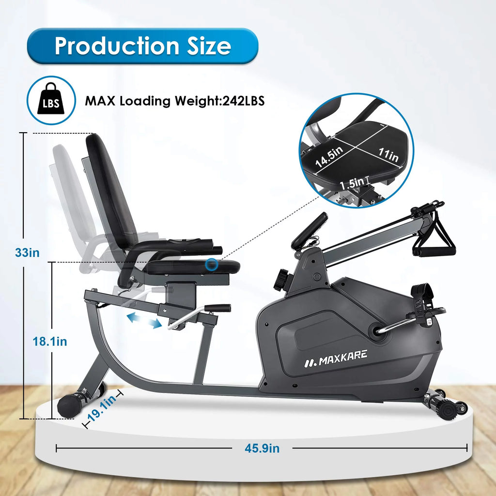 Recumbent Exercise Bike with Arm Resistance Bands X652707