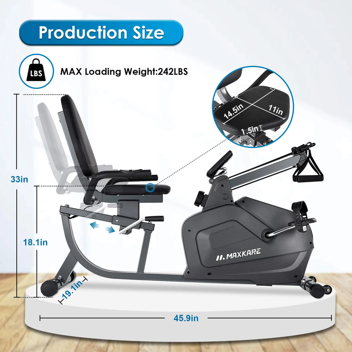 Recumbent Exercise Bike with Arm Resistance Bands X652707