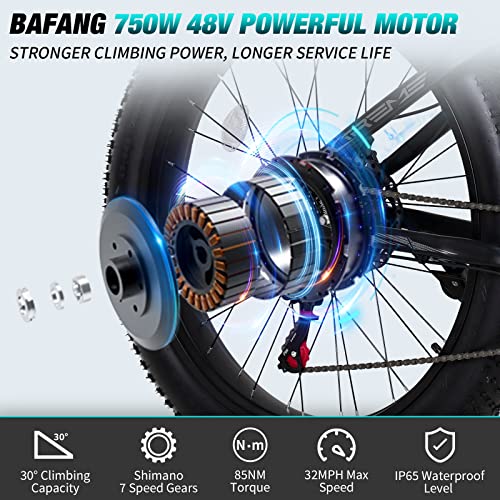 750W Electric Bike 48V 14AH Removable Battery 27.5" Fat Tire 7 Speed Z68562