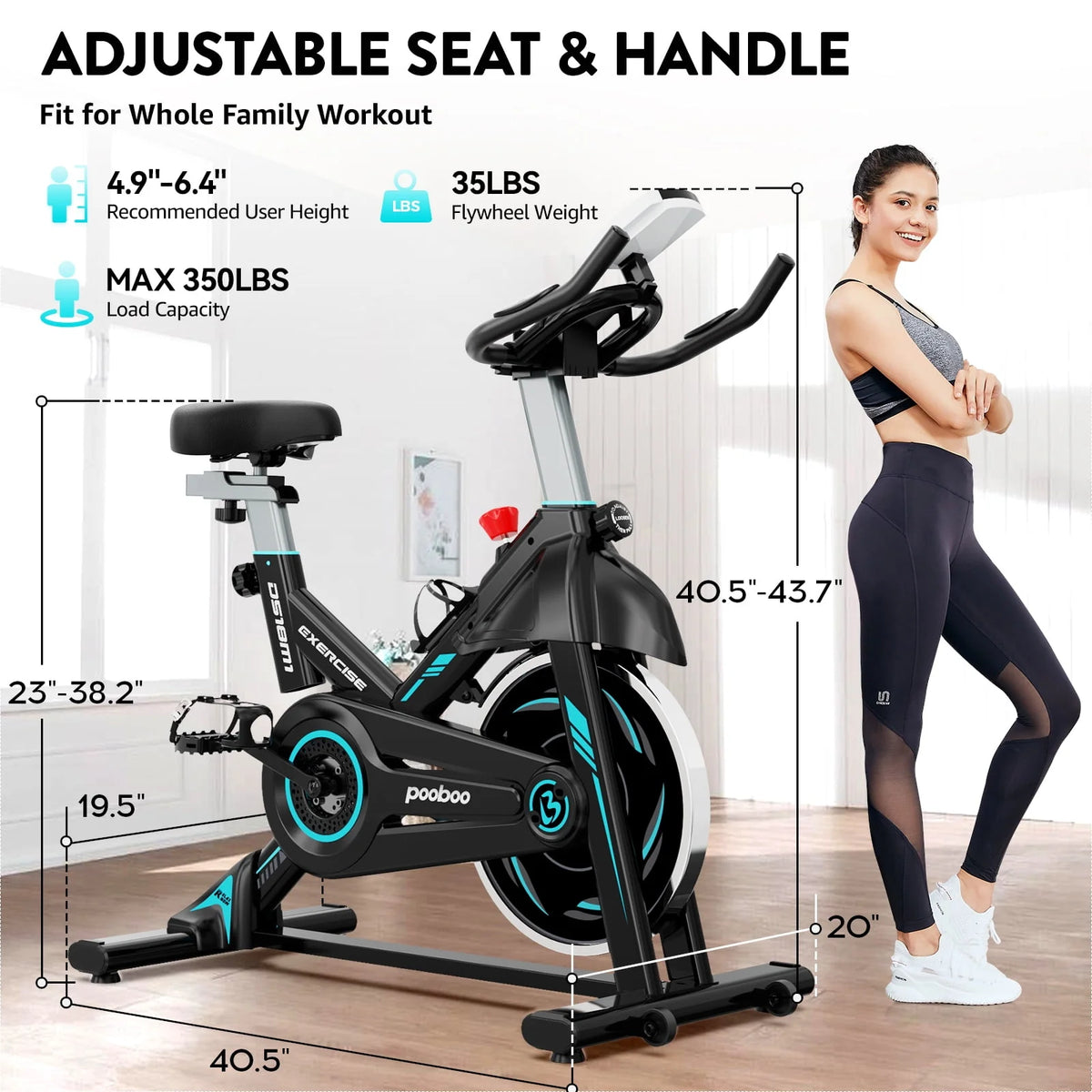 Indoor Cycling Bike Magnetic Stationary Exercise Bike 40lbs Flywheel Y758