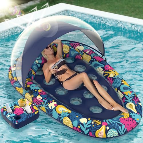 XL Inflatable Pool Float with Canopy Cup Holder X660