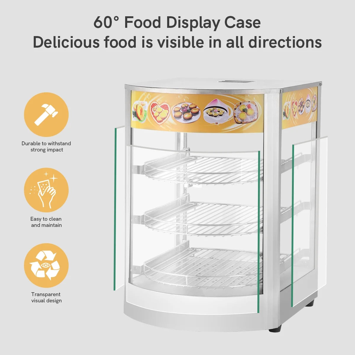 800W 3-Tier Commercial Food Warmer Display Case S76216