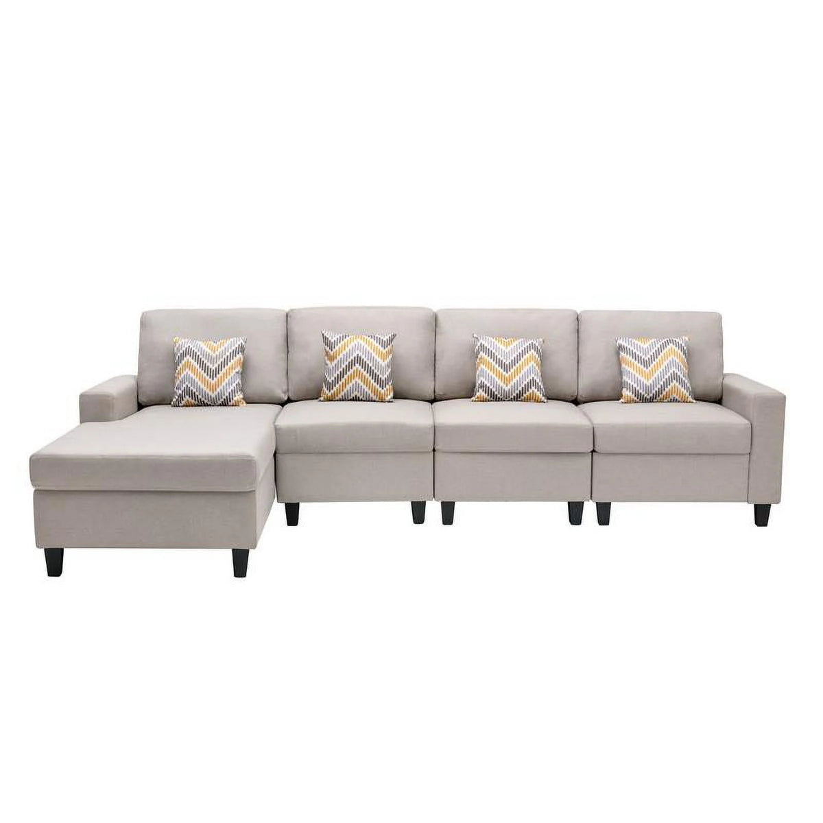 Beige Linen Reversible Sectional Sofa Chaise H96471