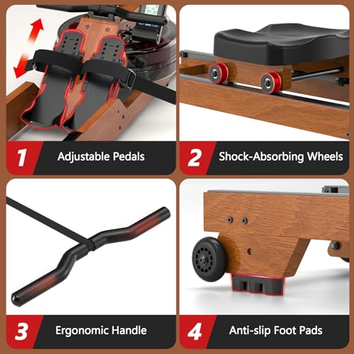 Wooden Foldable Water Rowing Machine with Monitor Q741
