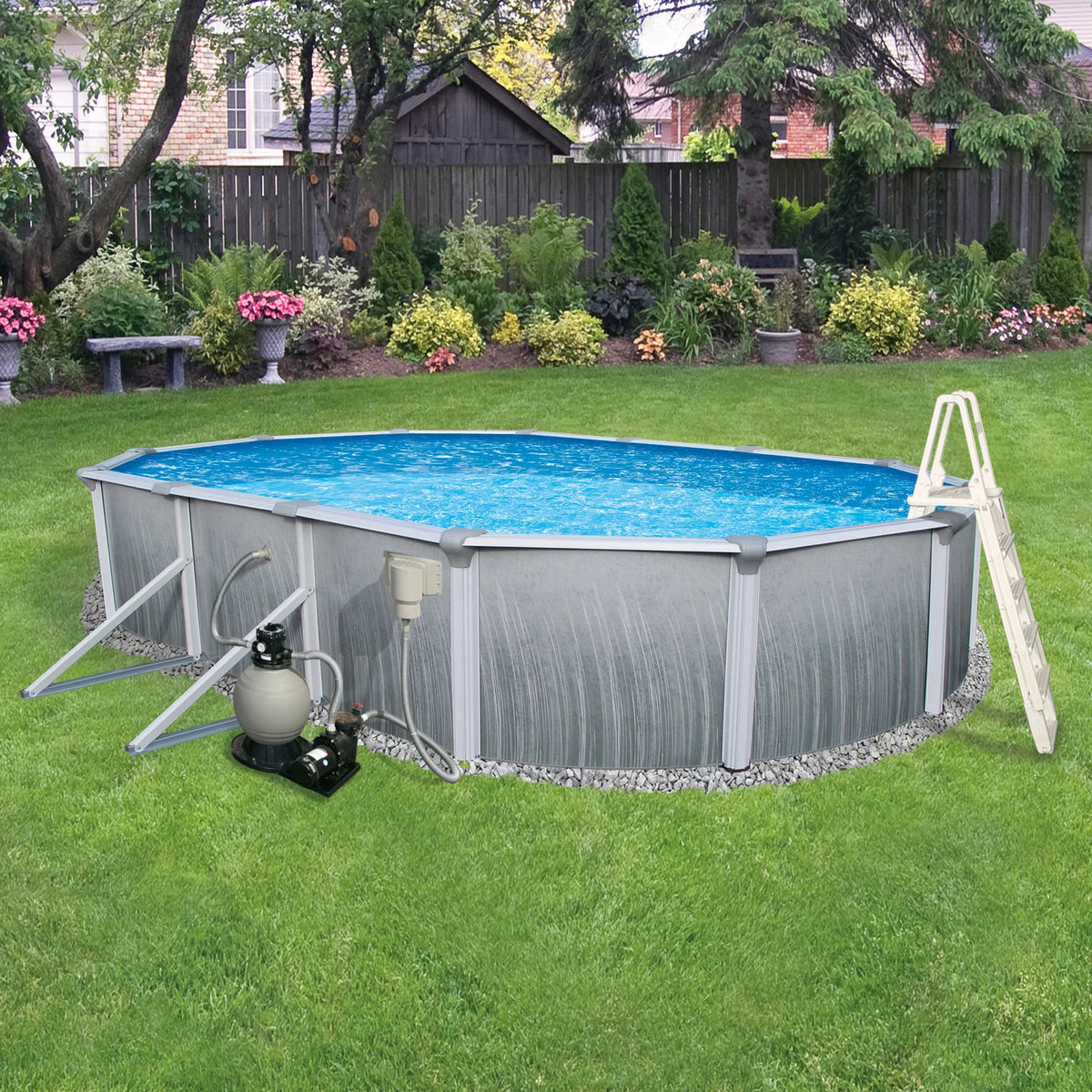 12-ft x 24-ft Oval 52-in Deep Metal Wall Swimming Pool H5740