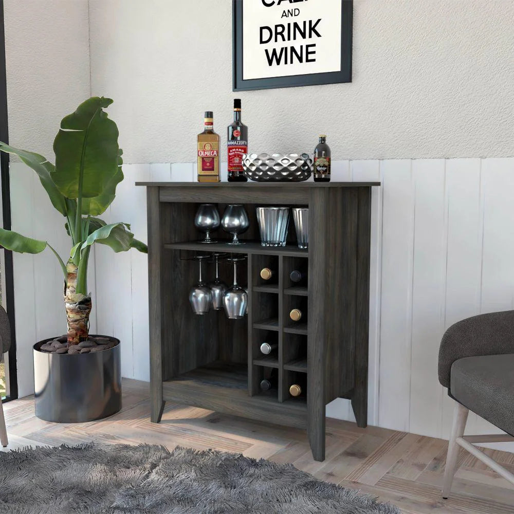 Engineered Wood Bar Cabinet with 2 Open Shelves in Espresso N44549