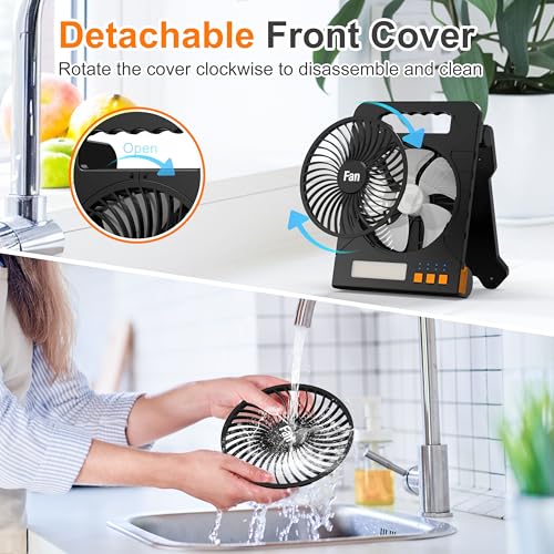 Solar Powered 4000mAh Portable Table Fan with LED Lantern Y296297