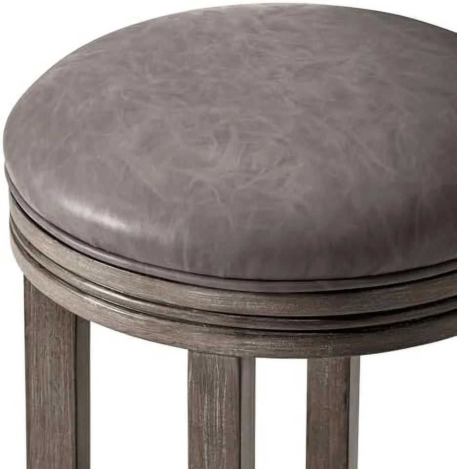 Eva Stool Weathered Oak Finish Vegan Leather B983527
