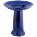 Ceramic Bird Bath on Pedestal with Bird, Teal H791