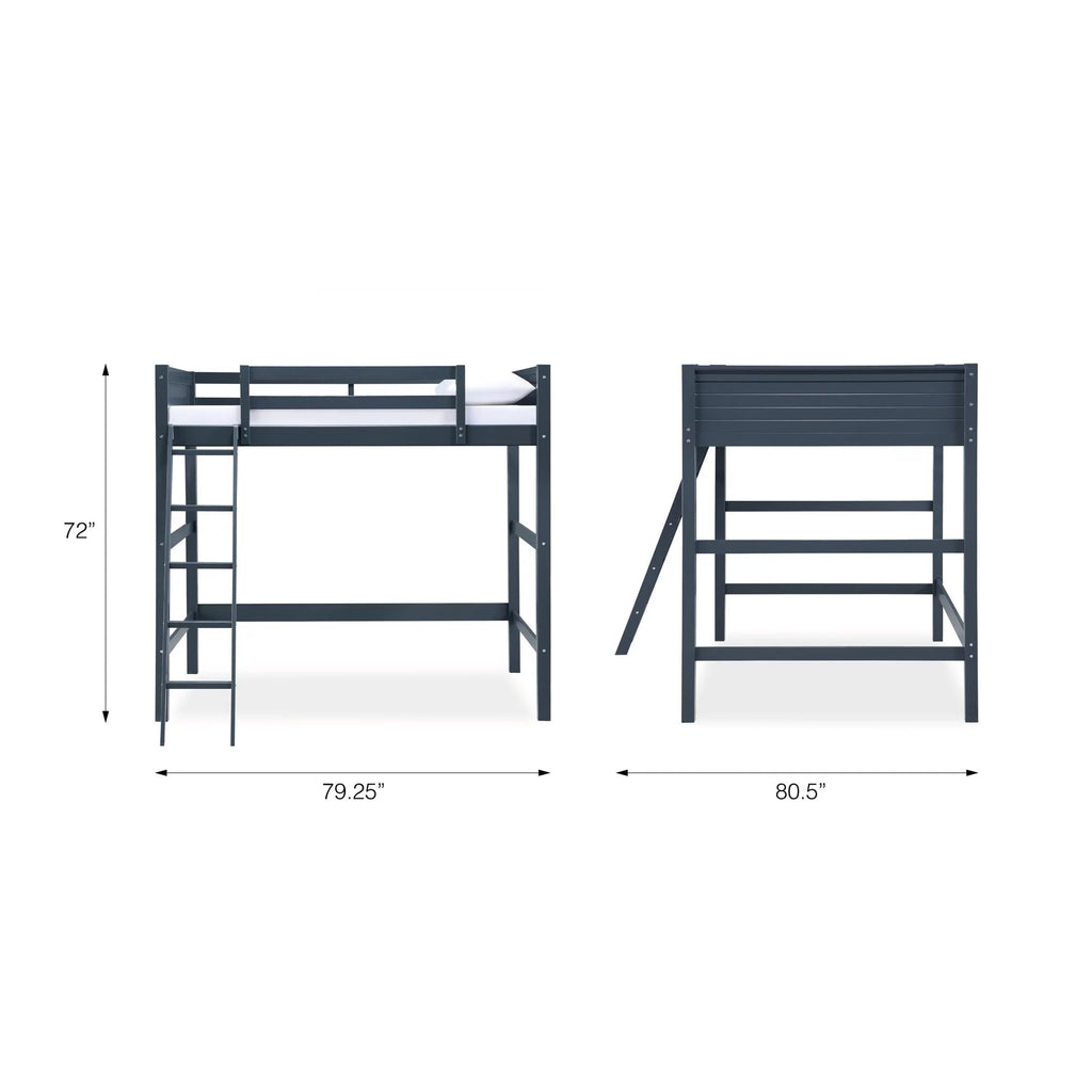 Full Size Loft Bed with Ladder, Black B80518