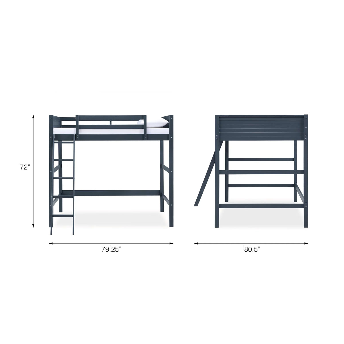 Full Size Loft Bed with Ladder, Black B80518