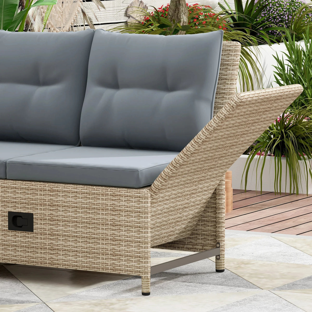 4-Piece PE Wicker Rattan Sofa Set with Adjustable Backs F6103