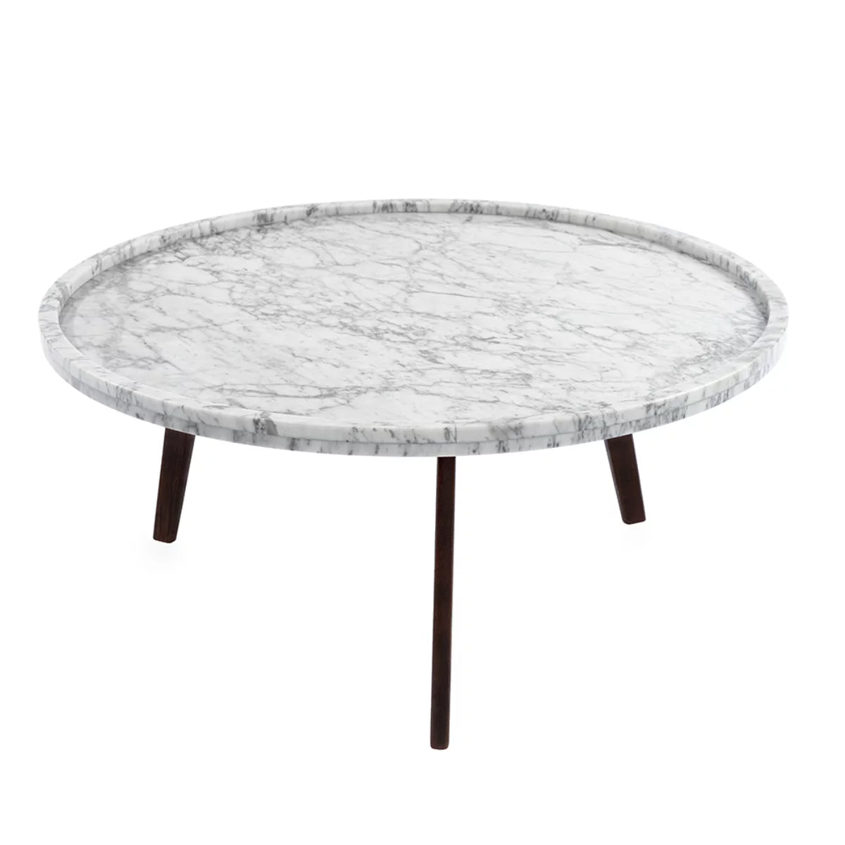 White and Brown Round Marble Coffee Table U440849