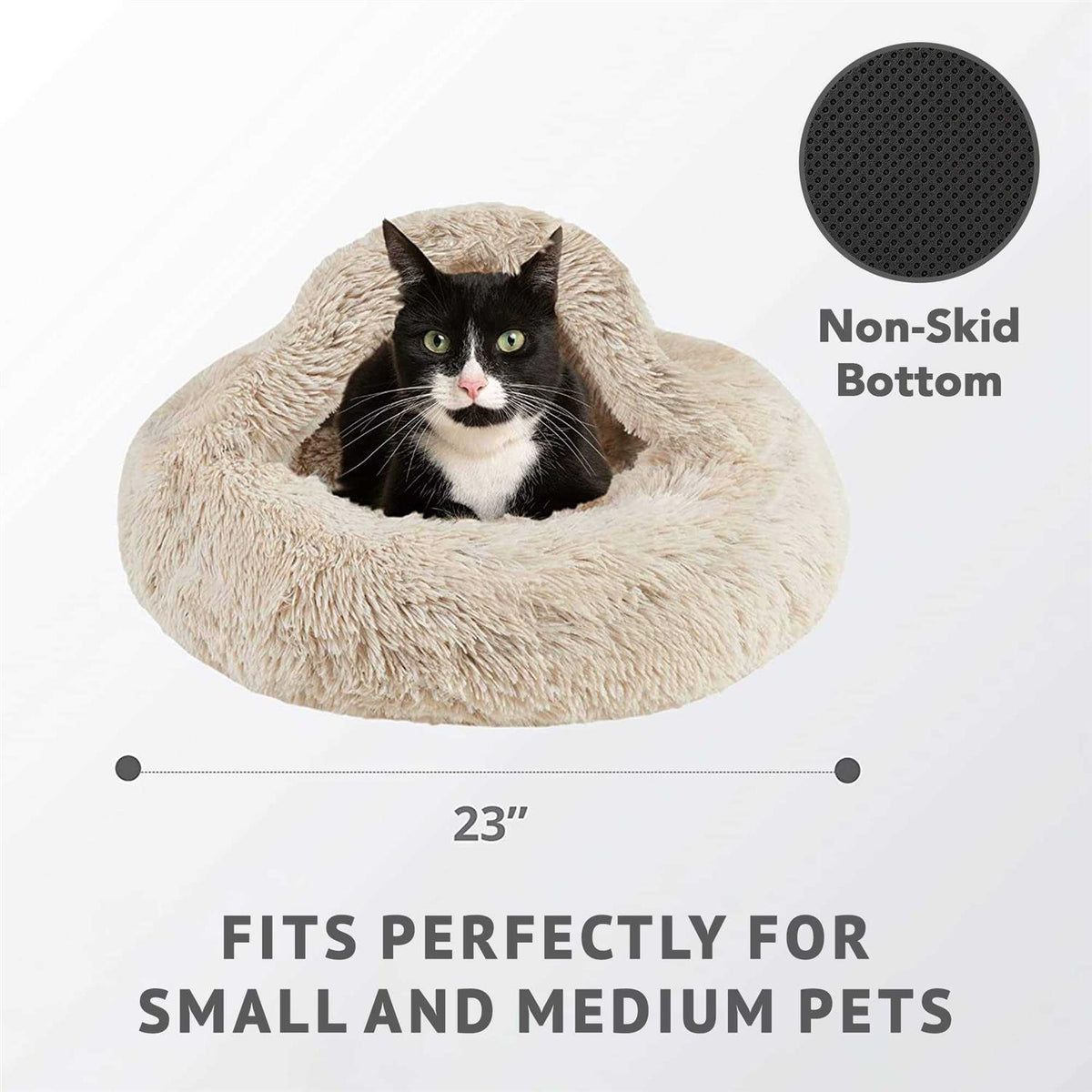 Soft Faux Fur Hooded Cat Bed Cave Q5350