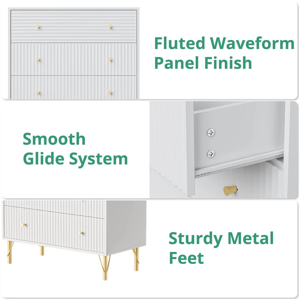 White 4 Drawer Dresser Set of 2 T768