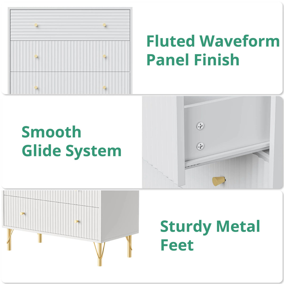 White 4 Drawer Dresser Set of 2 T768