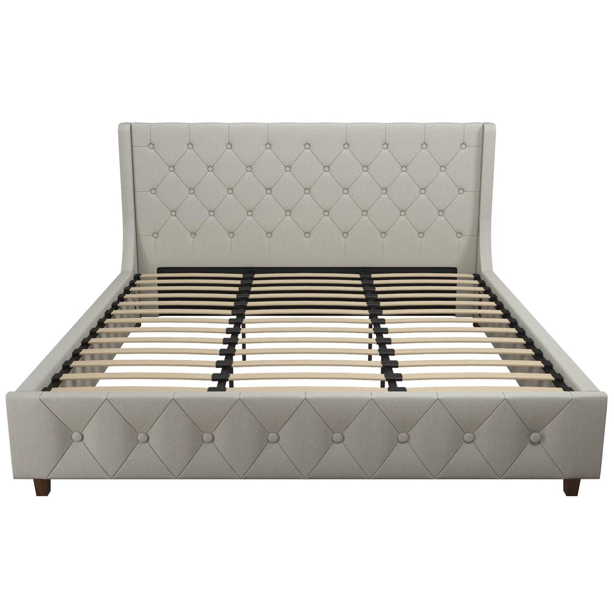 King Light Gray Linen Upholstered Bed T44210