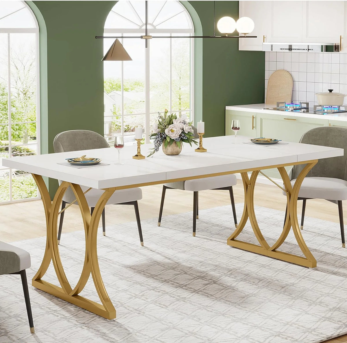 62.9 Inch Dining Table for 4-6 People H7890