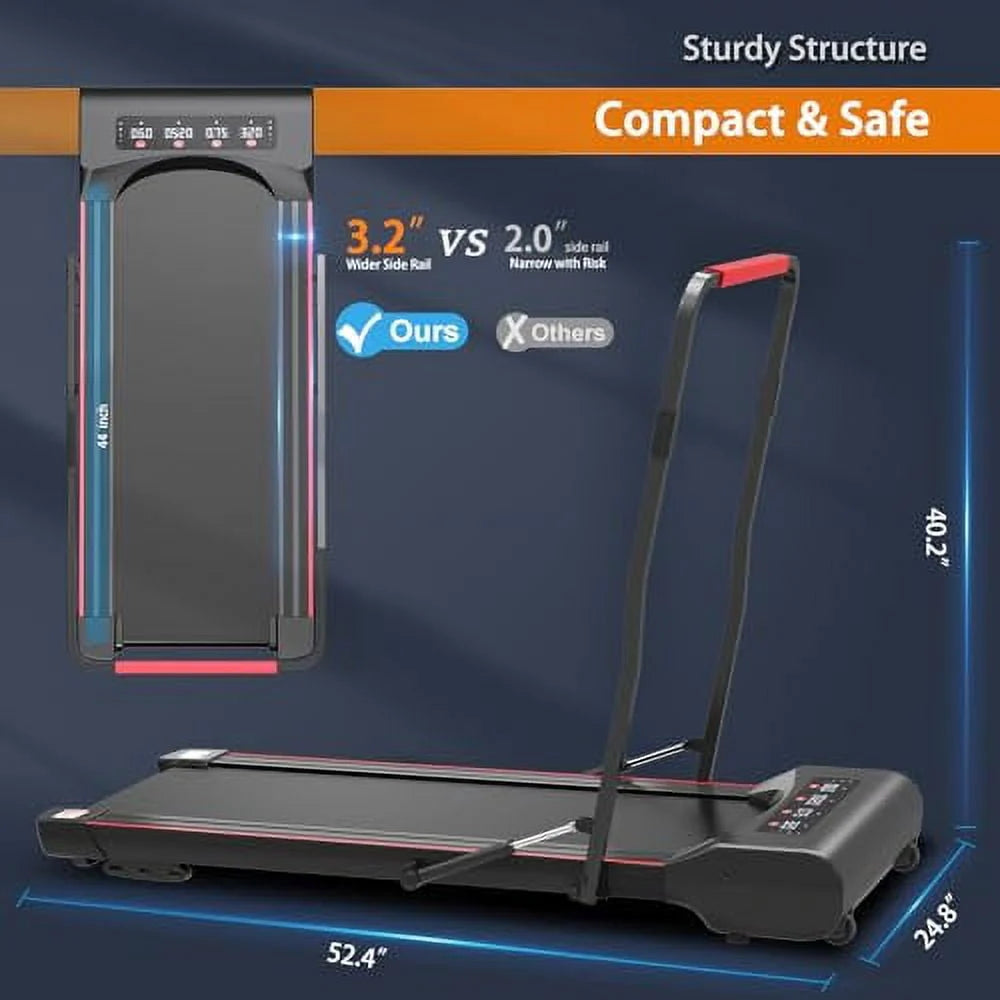Foldable Under Desk Treadmill with Handle Bar J149068