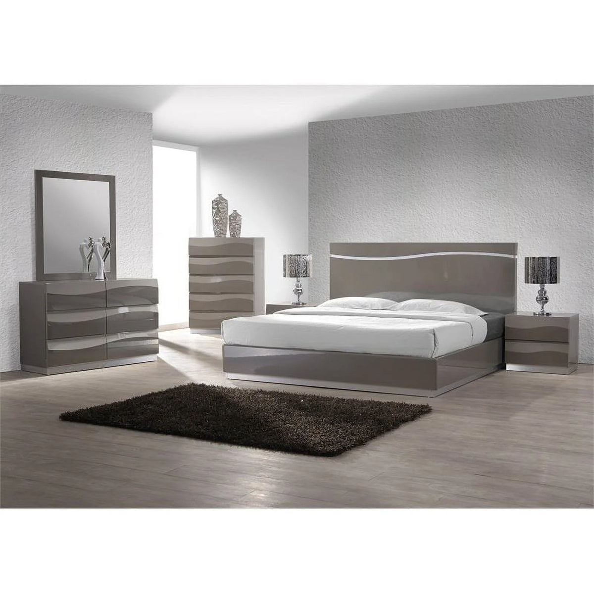 King Bedroom Set in Gloss Gray H168133