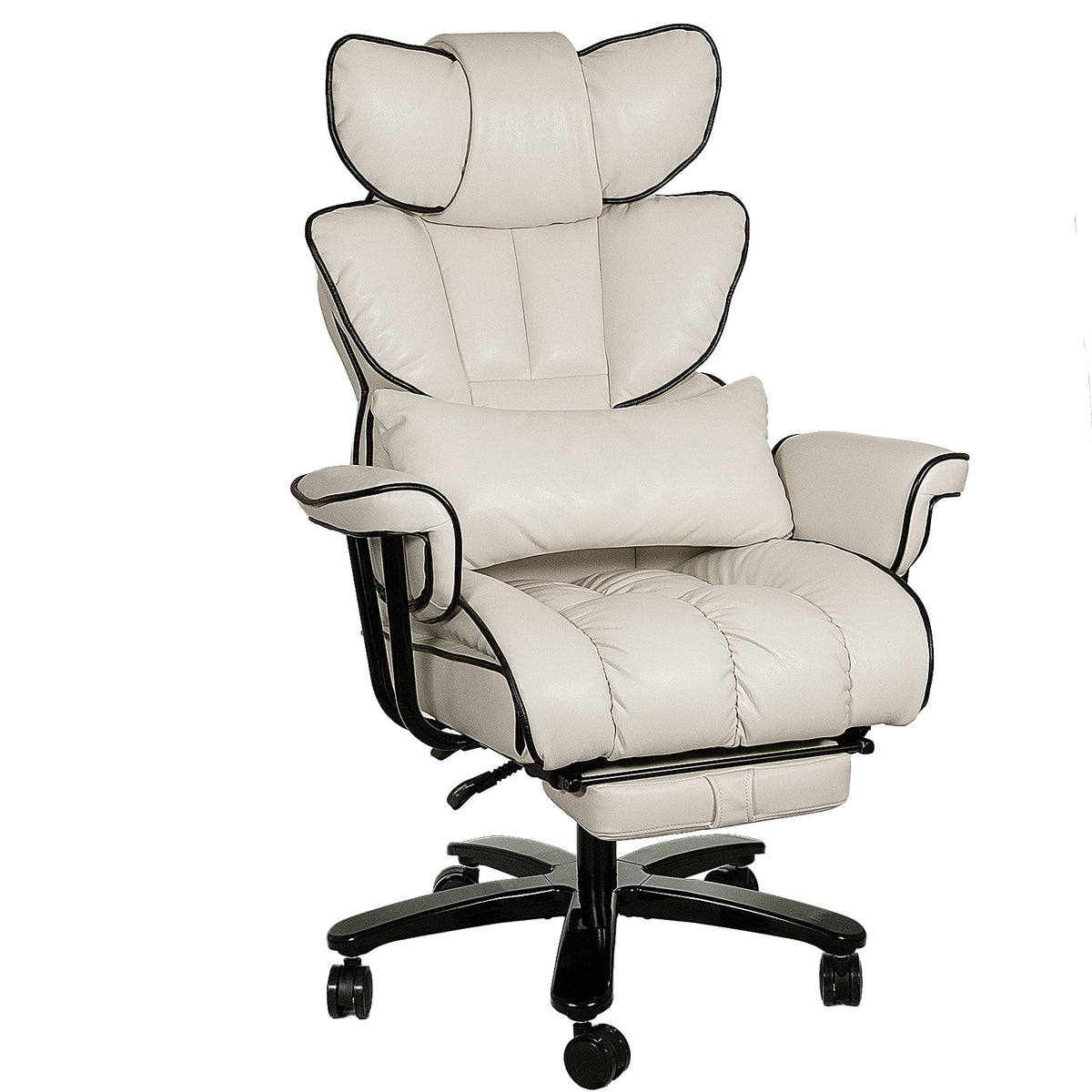Big and Tall Ergonomic PU Leather Reclining Office Chair with Footrest W3592