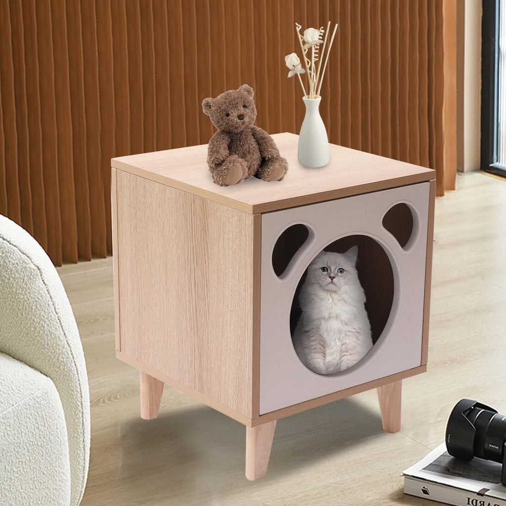Wooden Cat House End Table A5824