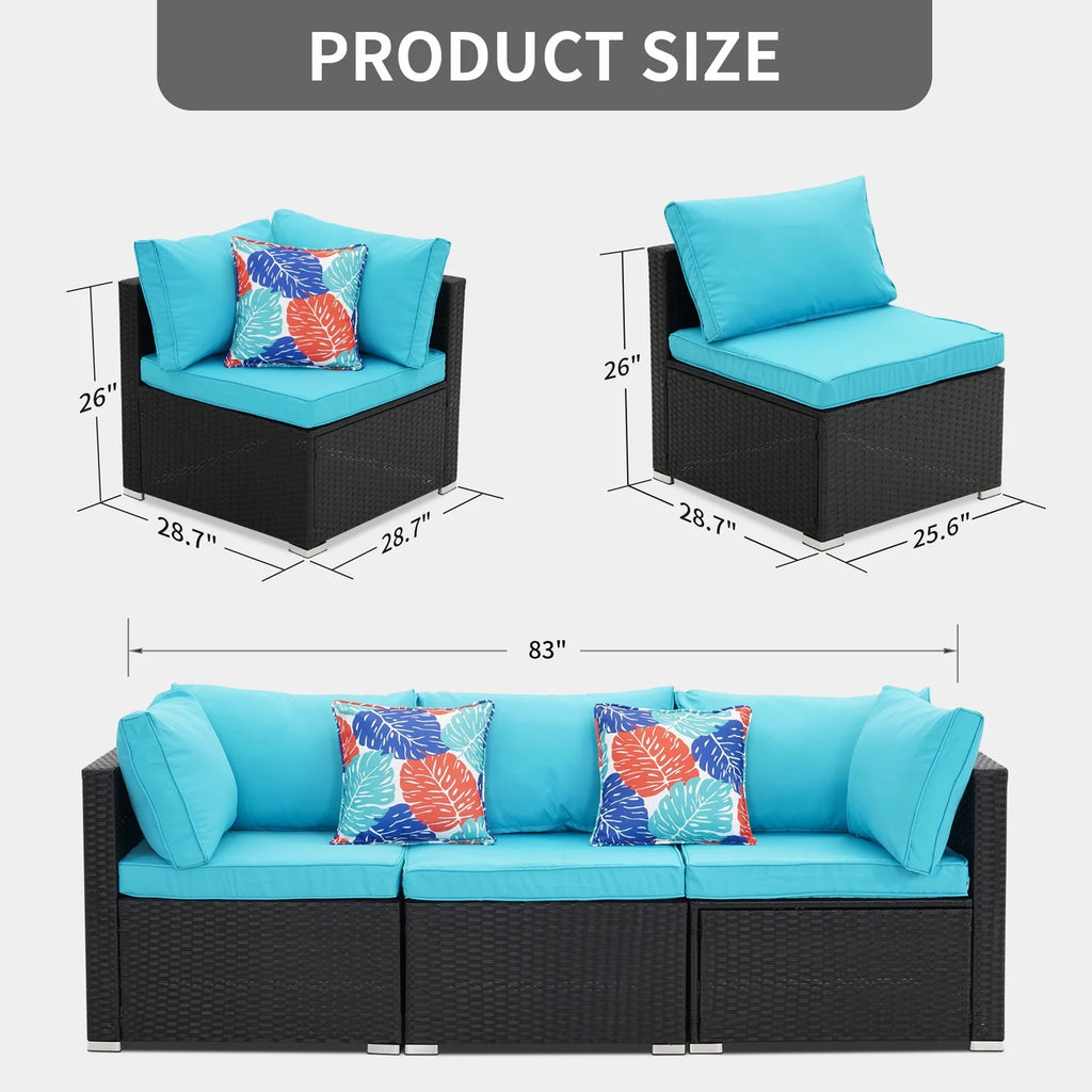 3 Pcs Beige Outdoor Patio Sofa Set B253