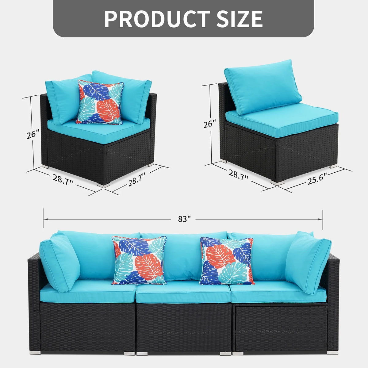 3 Pcs Beige Outdoor Patio Sofa Set B253