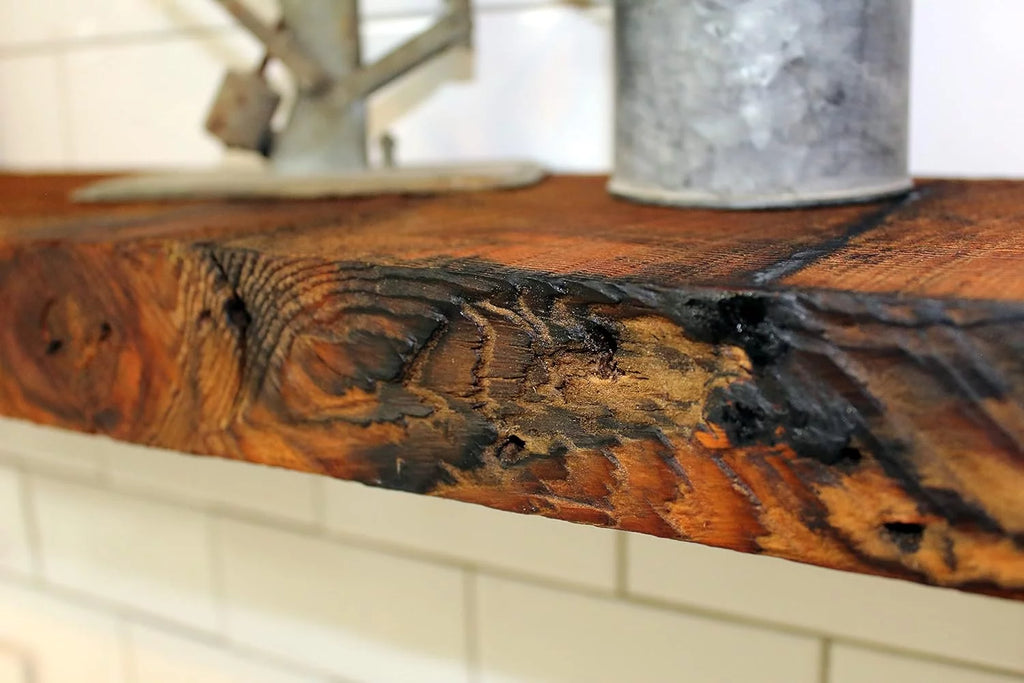 Reclaimed Wood Mantel Shelf with Steel Angle Brackets C906