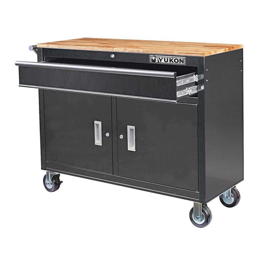 46 in. Mobile Workbench with Solid Wood Top Y796980