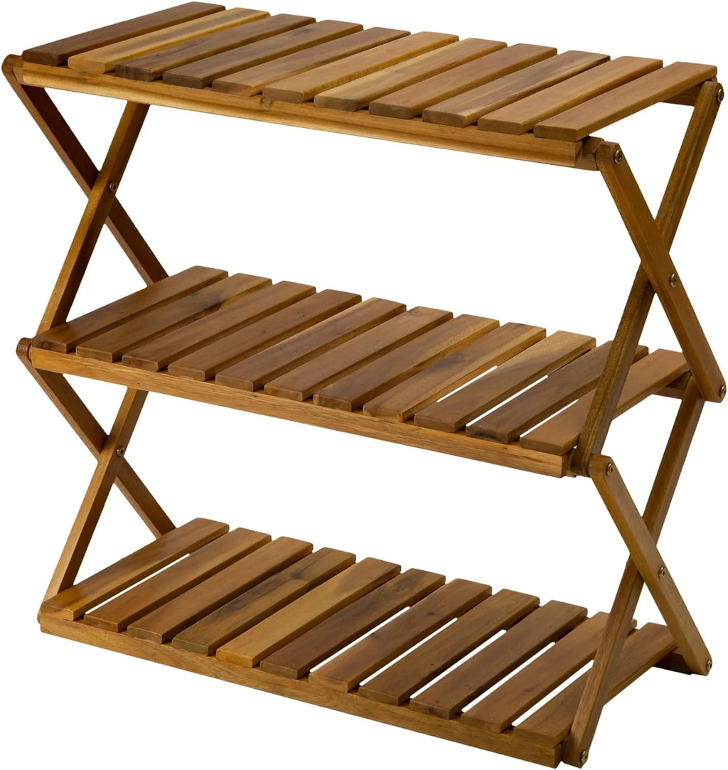 3 Tier Acacia Wood Folding Shelf E4026