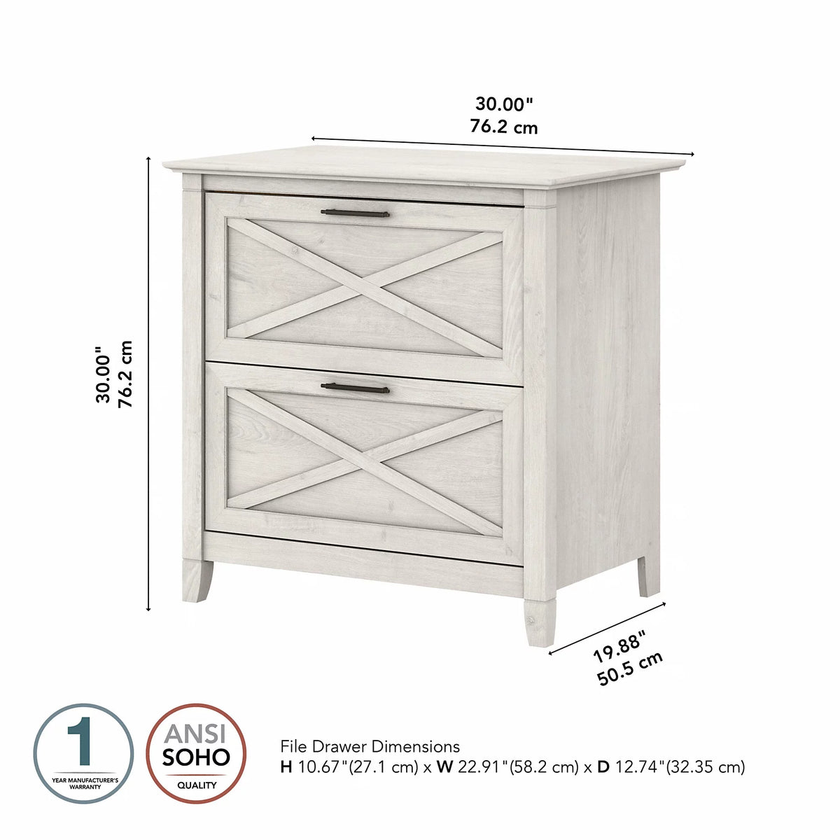 2 Drawer Linen White Oak Lateral File Cabinet B924