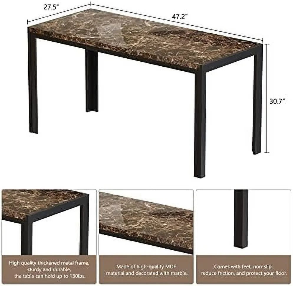 Dining Table Set for 4 with 2 PU Leather Upholstered Benches X29895