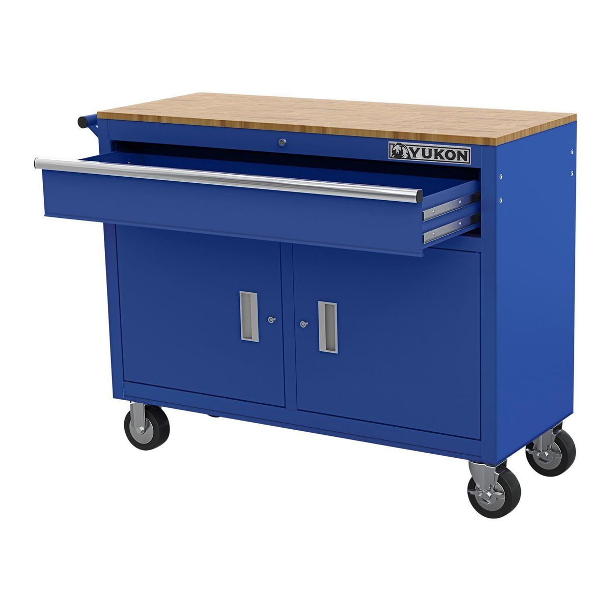 46 in. Mobile Workbench with Solid Wood Top Y796980