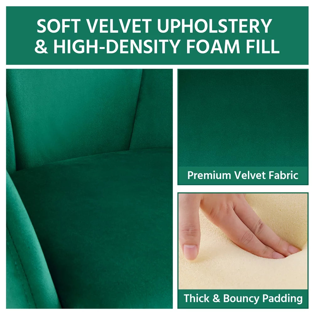Green Velvet Armchair with Golden Metal Legs I413709