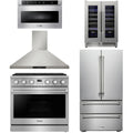 36 Gas Range, Range Hood, Refrigerator, Microwave and Wine Cooler E145696