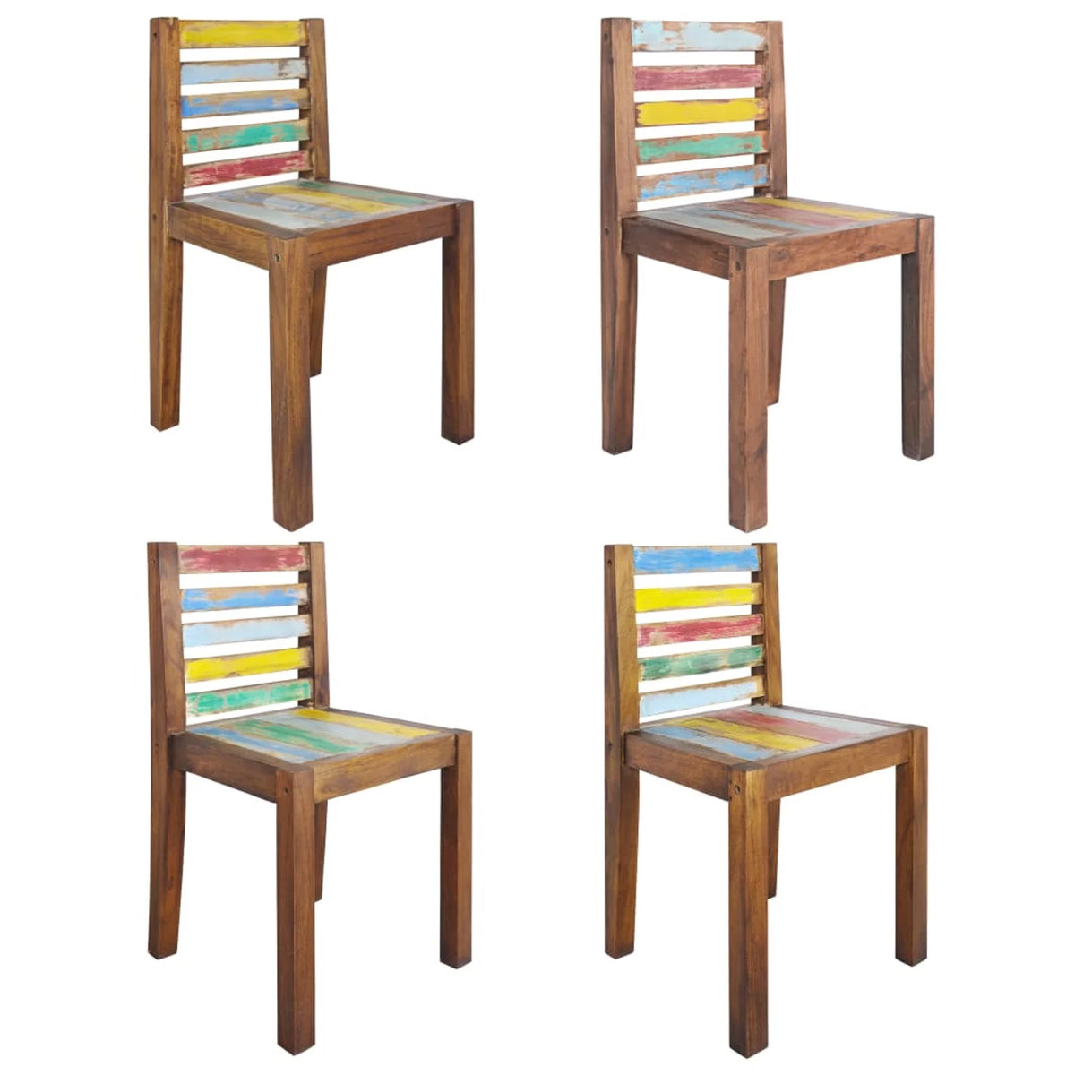 4 Piece Reclaimed Wood Dining Chair Set J551