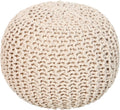 Cable Knitted 100% Cotton Round Pouf Ottoman S660