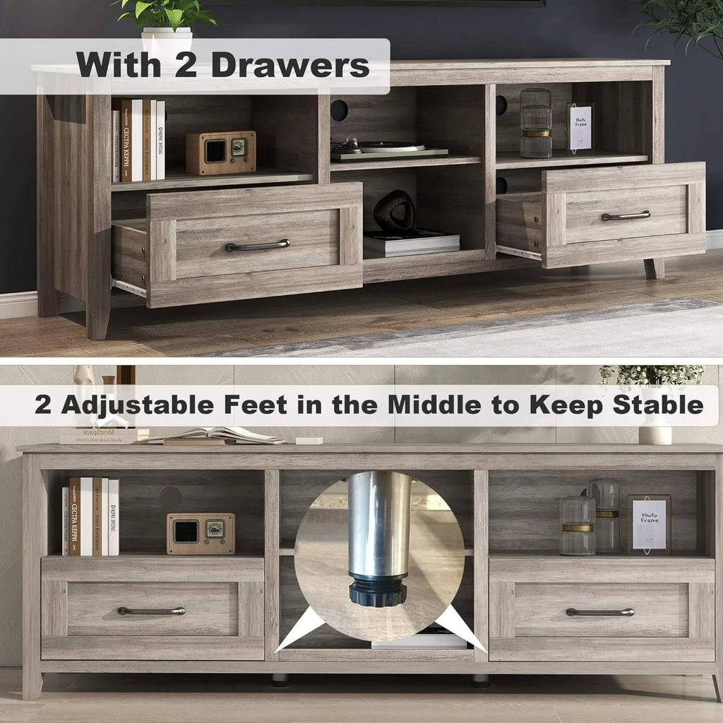 Black TV Stand for 70 inch Wide Screen with Drawers P872