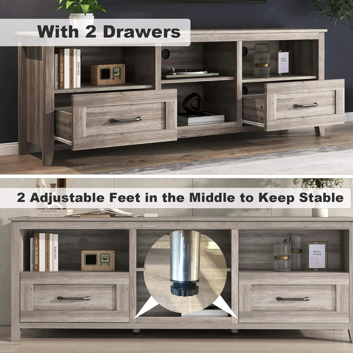 Black TV Stand for 70 inch Wide Screen with Drawers P872