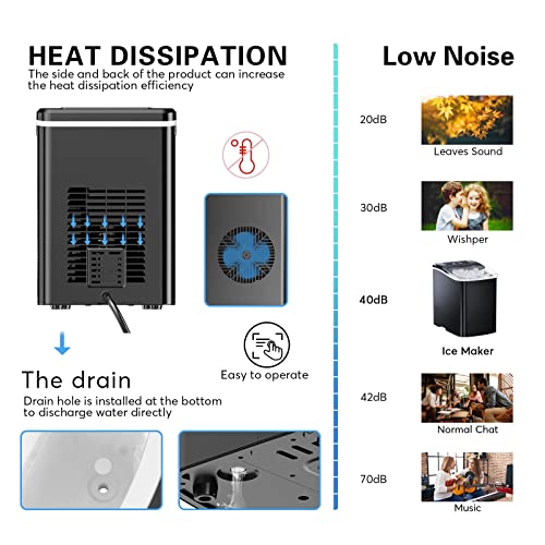 Portable Countertop Ice Maker Machine with Ice Scoop, Basket, Black X70934